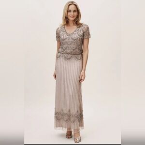 BHLDN Breena Womens Mauve Heavily Beaded Maxi Dress Size 2 Mother Of Bride Glam